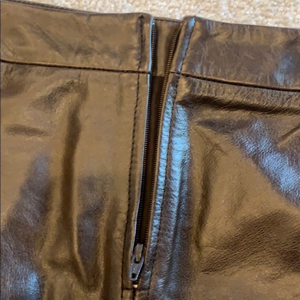 Parallel 100% leather brown pencil skirt - Picture 5 of 8